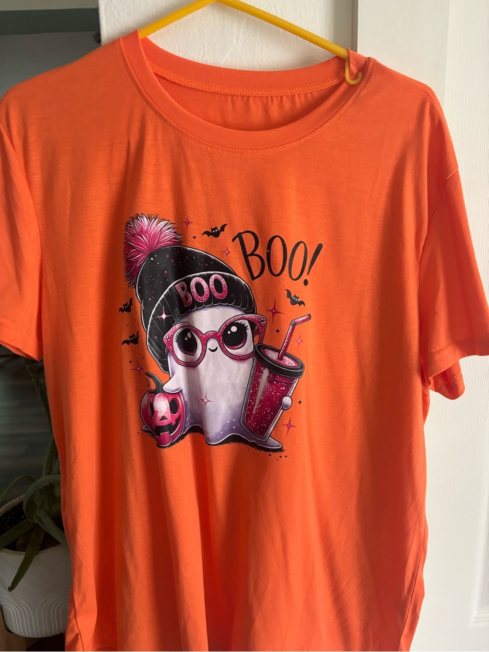 Women’s  Orange Halloween Ghost Graphic Tee - Boo!